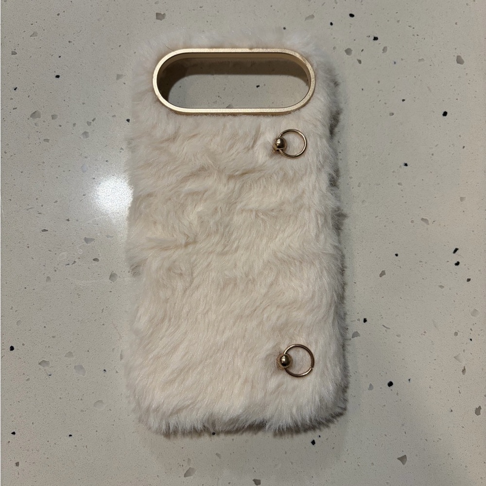 iPhone 17 Air Faux Fur Phone Case with Gold Accents